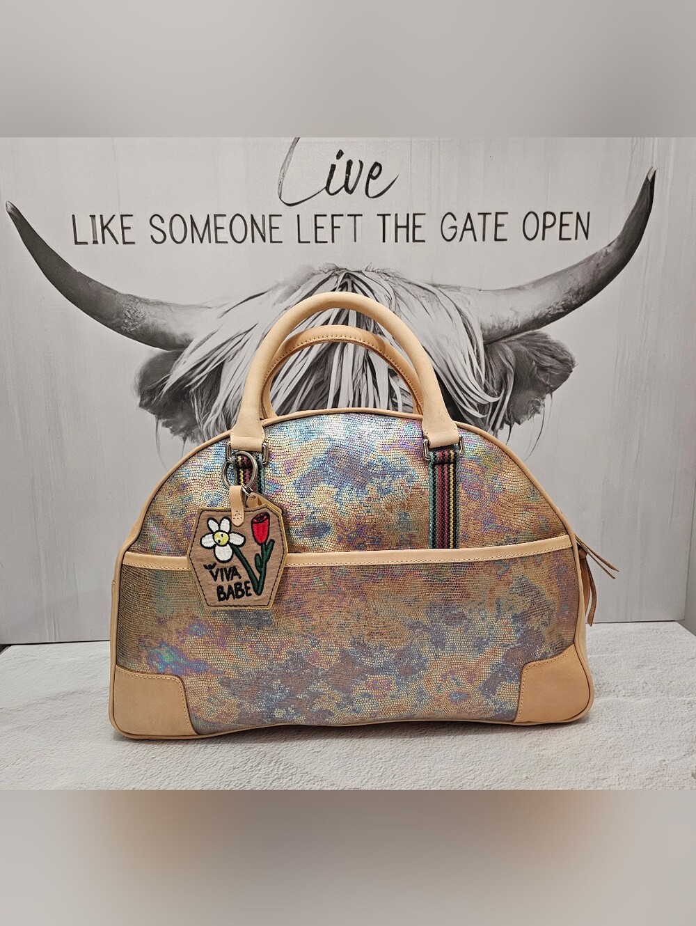 Consuela Gloria Commuter Tote NWT Iridescent Leather Work Travel Bag - Picture 1 of 16